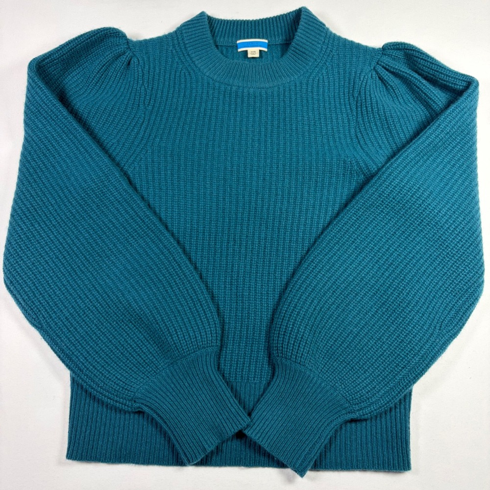 J.Crew Sweater 100% Cashmere Ribbed Puff Sleeve Quiet Luxury Old Money Winter XS